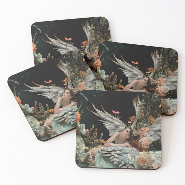 Item preview, Ethereal Angel Woman in Flowers Surreal Artwork designed and sold by Mystikos Art.