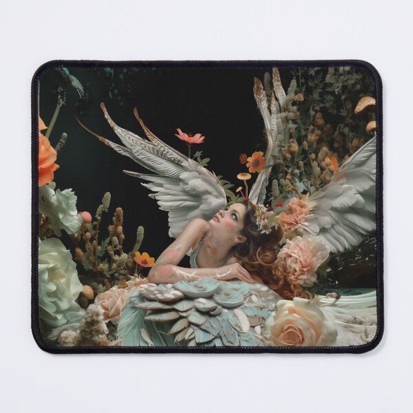 Item preview, Ethereal Angel Woman in Flowers Surreal Artwork designed and sold by Mystikos Art.