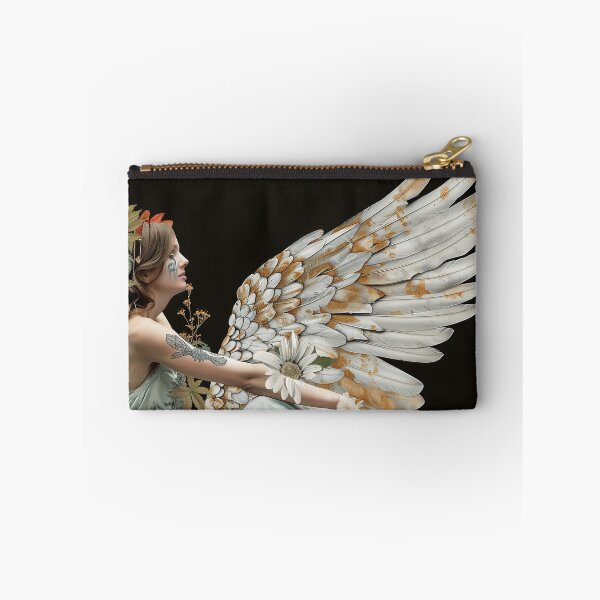 Item preview, Tattoed Ethereal Angelic Woman in Flowers Surreal Artwork designed and sold by Mystikos Art.