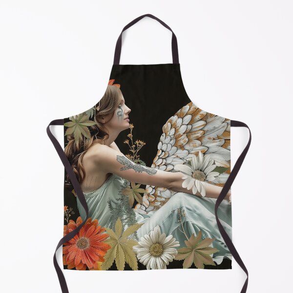 Item preview, Tattoed Ethereal Angelic Woman in Flowers Surreal Artwork designed and sold by Mystikos Art.