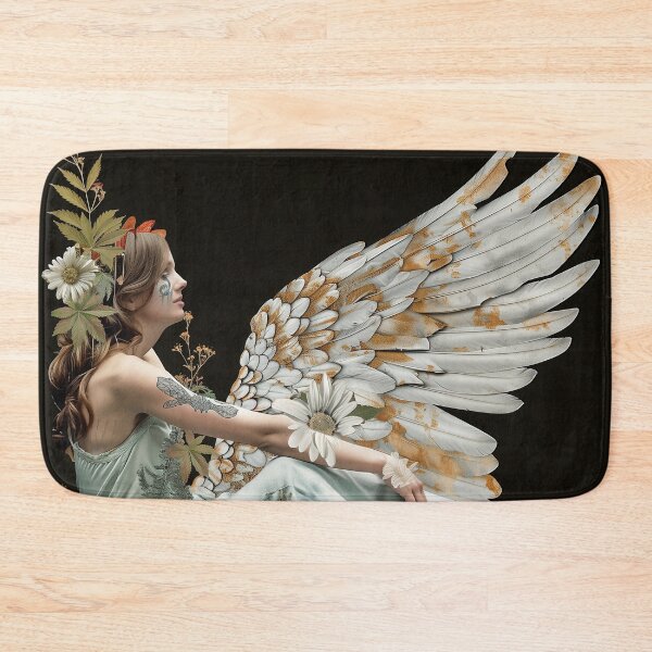 Item preview, Tattoed Ethereal Angelic Woman in Flowers Surreal Artwork designed and sold by Mystikos Art.