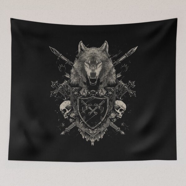 Item preview, Intricate Monochrome Wolf Illustration Featuring Geometric and Celestial Elements designed and sold by Reichcorp.