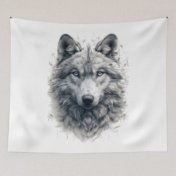 Item preview, Intricate Monochrome Wolf Illustration Featuring Geometric and Celestial Elements designed and sold by Reichcorp.