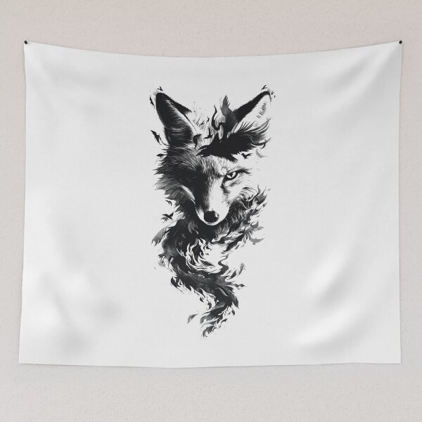 Item preview, Intricate Monochrome fox Illustration Featuring Geometric and Celestial Elements designed and sold by Reichcorp.