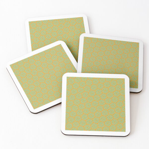 Item preview, Teal Triangle Hexagons Segmented Symbols Orange Perpetual Outline designed and sold by Alchemy-A-La-G.