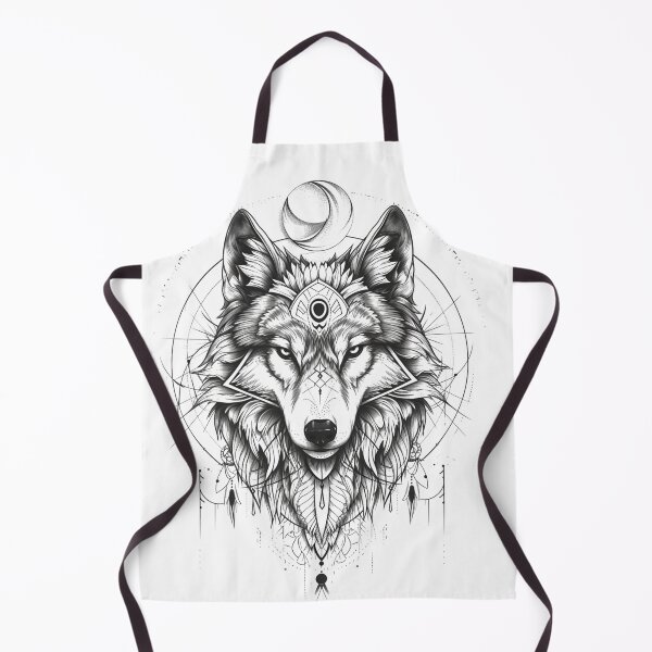 Item preview, Intricate Monochrome Wolf Illustration Featuring Geometric and Celestial Elements designed and sold by Reichcorp.