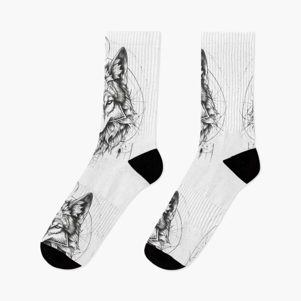 Item preview, Intricate Monochrome Wolf Illustration Featuring Geometric and Celestial Elements designed and sold by Reichcorp.