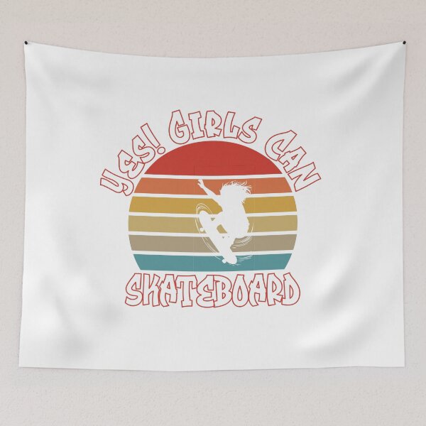 Item preview, Yes! Girls Can Skateboard Retro Sunset Design designed and sold by MimsTees.