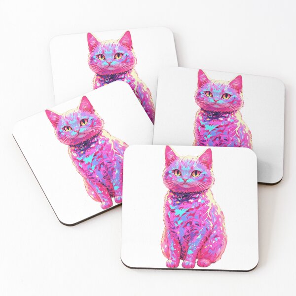 Item preview, Gato rosa neón brillante designed and sold by LevCreates.