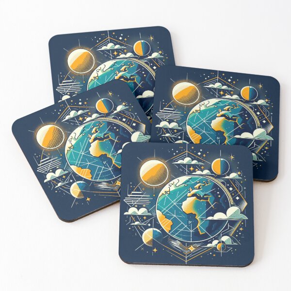 Item preview, Geometric earth together with the moon and the sun designed and sold by ZenGalactico.