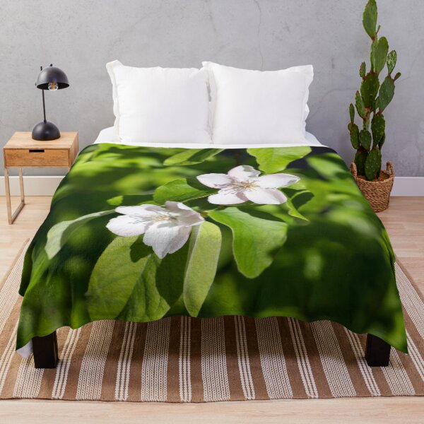 Item preview, Double Delight - Quince Tree Blossoms Amidst Velvety Green Leaves designed and sold by Georgia Mizuleva.