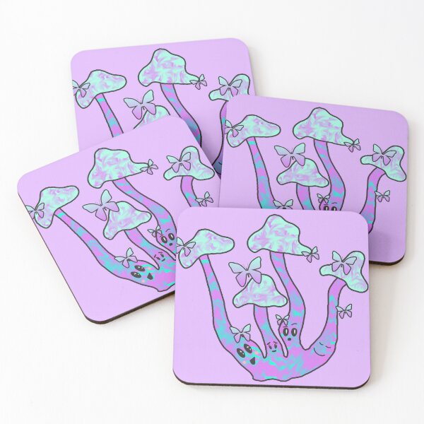 Item preview, Four mushrooms enjoying butterflies designed and sold by blackygoldcat.