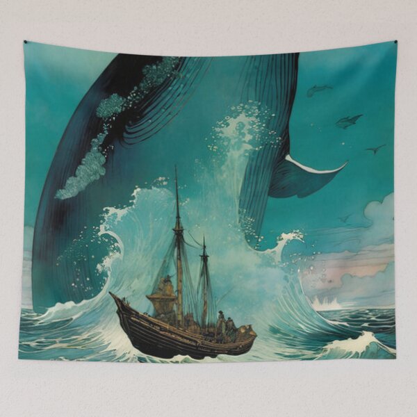 Item preview, Classic Monster Whale Attacking Ship designed and sold by TheDarkWardrobe.