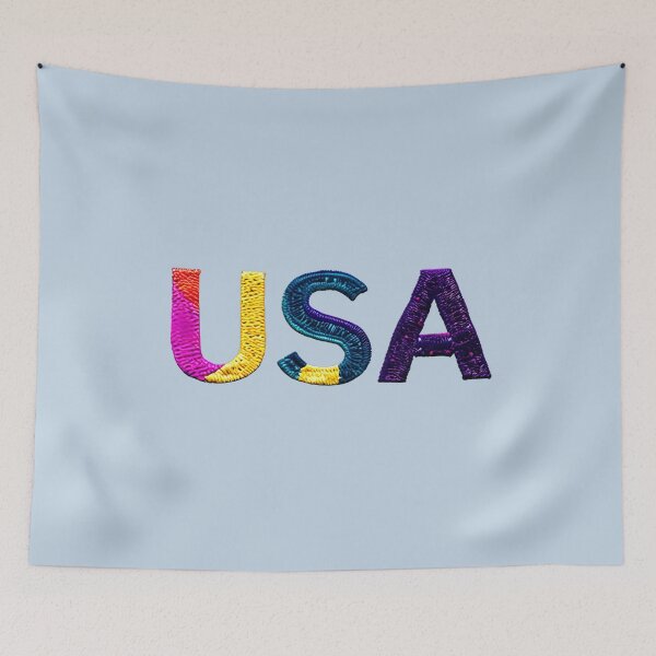 Item preview, letter USA, monogram. typography collage. ABC art. gift designed and sold by Minibubb.
