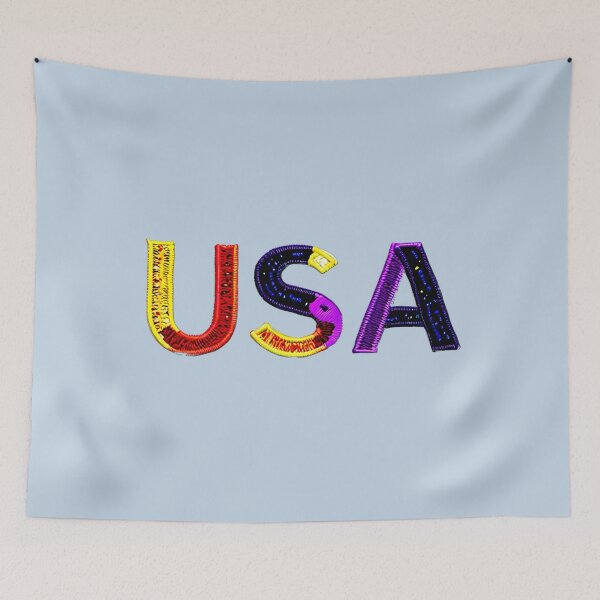 Item preview, letter USA, monogram. typography collage. ABC art. gift designed and sold by Minibubb.