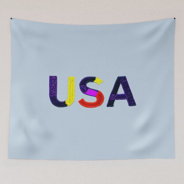 Item preview, letter USA, monogram. typography collage. ABC art. gift designed and sold by Minibubb.