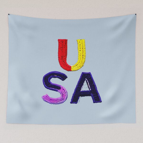 Item preview, letter USA, monogram. typography collage. ABC art. gift designed and sold by Minibubb.