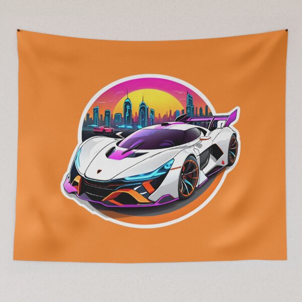 Item preview, Cyberpunk Racing Sports Car With City Skyline designed and sold by TheArtOfPat.