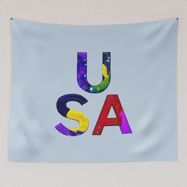 Item preview, letter USA, monogram. typography collage. ABC art. gift designed and sold by Minibubb.