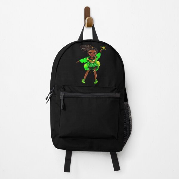 Item preview, Jamaica - Jamaican girl waving Jamaican flag in black green and gold designed and sold by Artonmytee.
