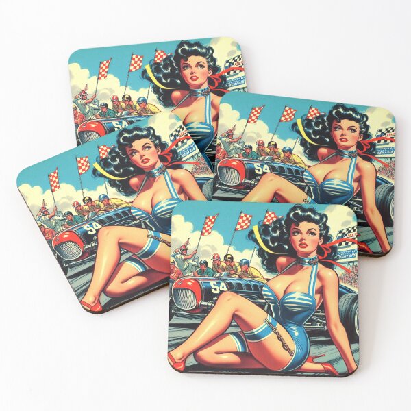 Item preview, Vintage Racing Pin-up designed and sold by PulpVintage.