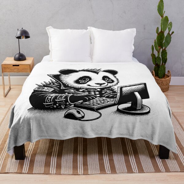 Item preview, Vintage Gothic Punk Panda on Computer designed and sold by dreamsagellc.