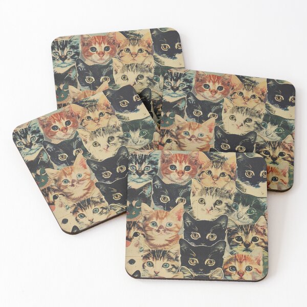 Item preview, Minimalist Funny Cats Kittens Pattern Art Cute Vintage Art designed and sold by LVTFCOarts.