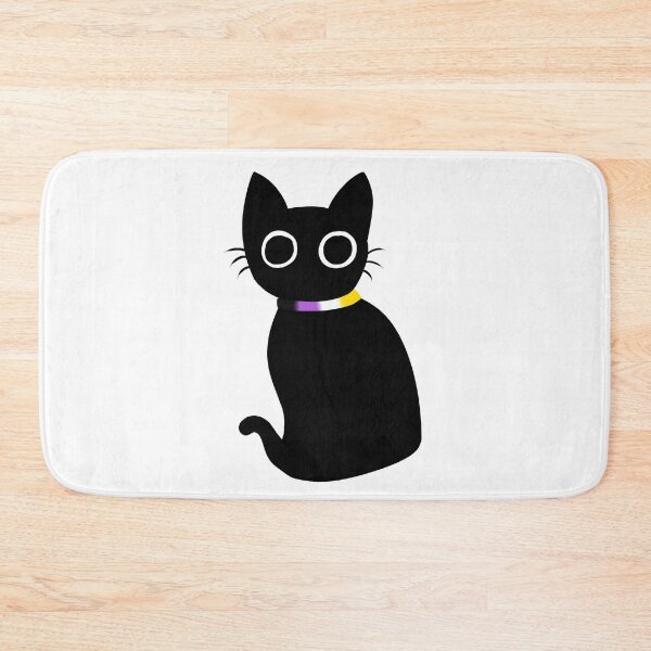 Item preview, Cute black cat with LGBT nonbinary collar designed and sold by Swaghettio.