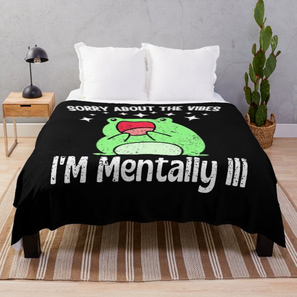 Item preview, Sorry About The Vibes I'm Mentally Ill Funny Frog Meme designed and sold by Olivia Thompson.
