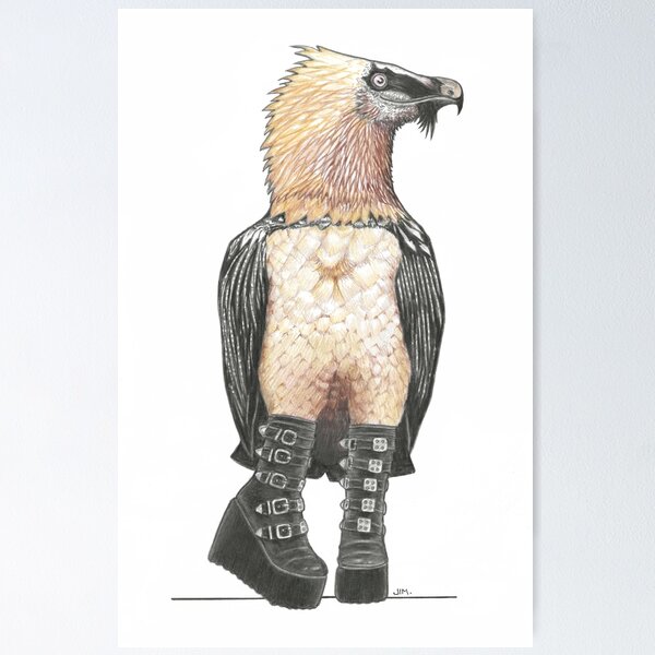 Item preview, Bearded Vulture in Goth Platform Boots designed and sold by JimsBirds.