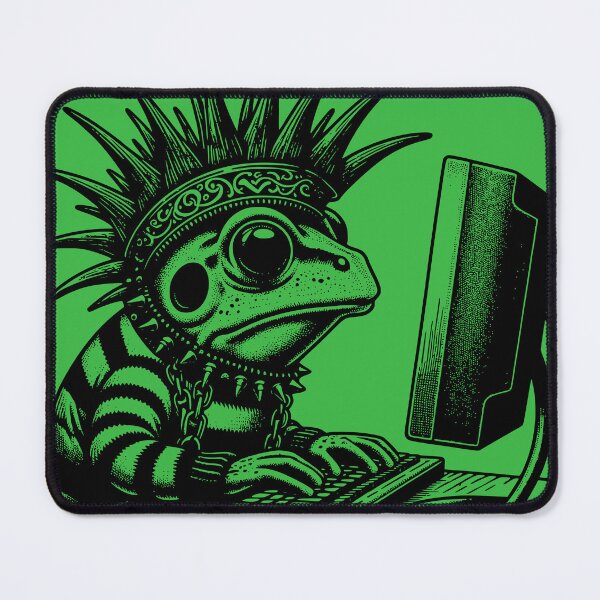 Item preview, Punk Rock Goth Frog on Computer Vintage Style designed and sold by dreamsagellc.