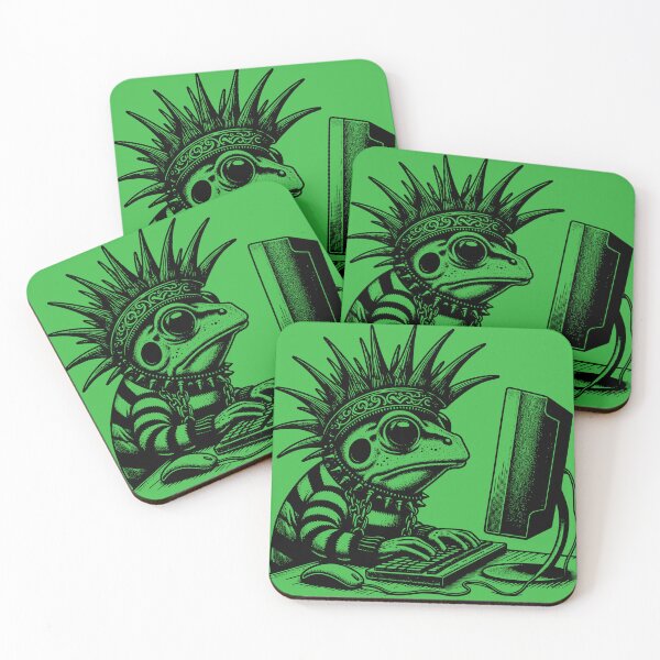 Item preview, Punk Rock Goth Frog on Computer Vintage Style designed and sold by dreamsagellc.