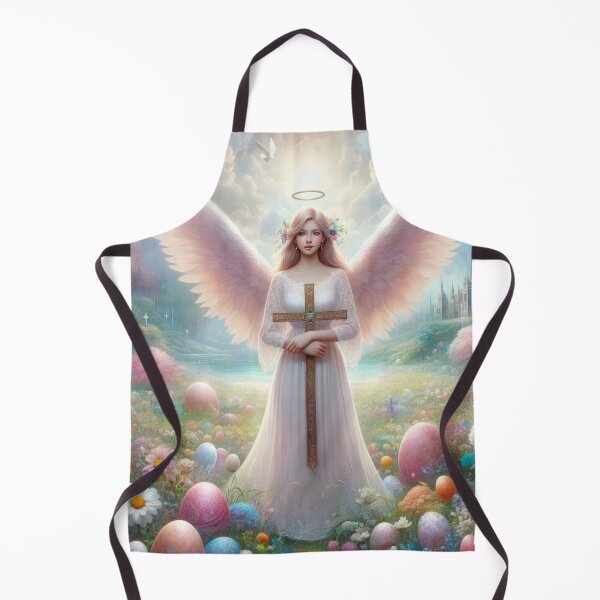 Artikelvorschau, Engel mit Kreuz und Dekor Eier Happy Fantasy Osterlandschaft entworfen und verkauft von Expressions-Sel.
