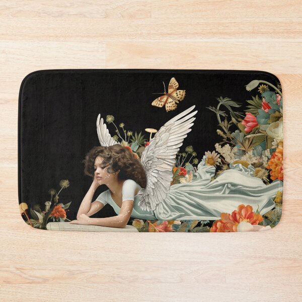 Item preview, Ethereal Angel Woman Reading Flowers Surreal Collage Artwork designed and sold by Mystikos Art.