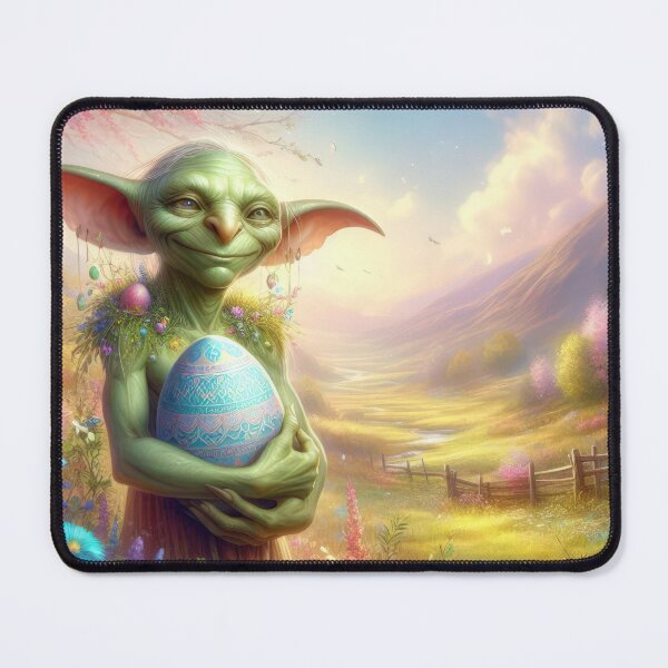 Item preview, green goblin with egg happy fantasy easter landscape designed and sold by Expressions-Sel.