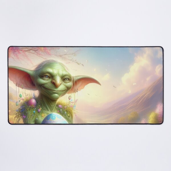 Item preview, green goblin with egg happy fantasy easter landscape designed and sold by Expressions-Sel.