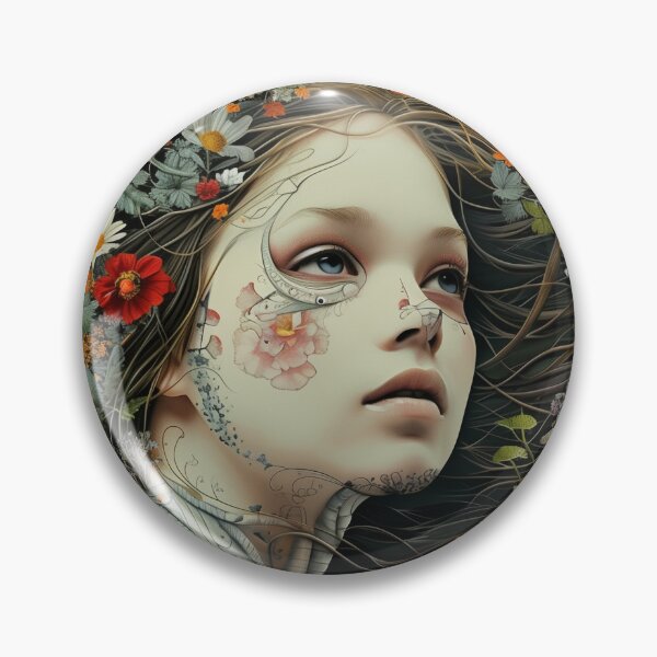 Item preview,  Ethereal Angel Wings Tattoed Woman Flowers Surreal Artwork designed and sold by Mystikos Art.
