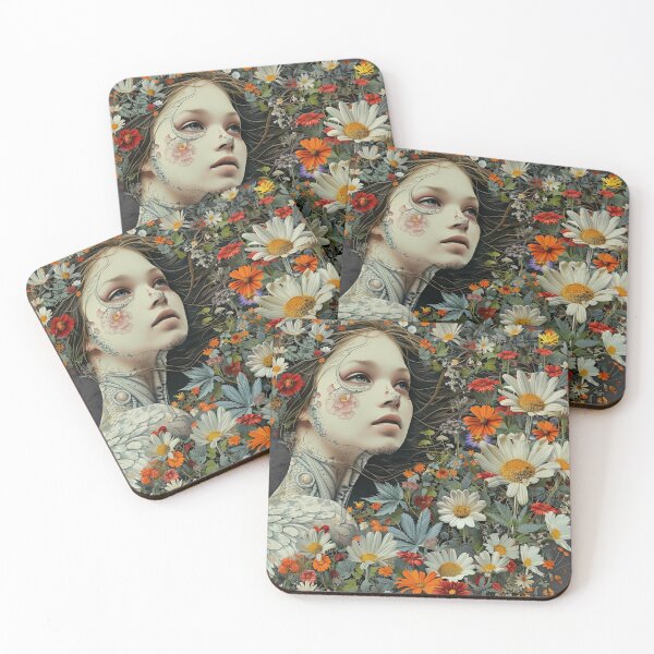 Item preview,  Ethereal Angel Wings Tattoed Woman Flowers Surreal Artwork designed and sold by Mystikos Art.