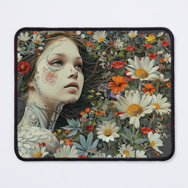 Item preview,  Ethereal Angel Wings Tattoed Woman Flowers Surreal Artwork designed and sold by Mystikos Art.