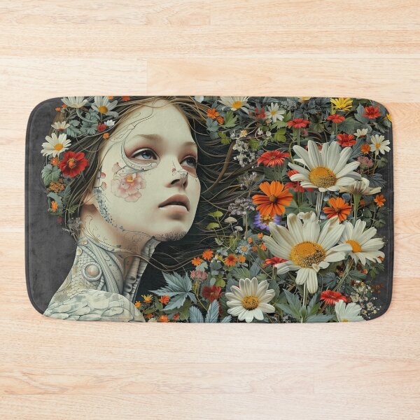 Item preview,  Ethereal Angel Wings Tattoed Woman Flowers Surreal Artwork designed and sold by Mystikos Art.