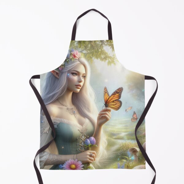 Item preview, elf with butterfly and flowers happy fantasy easter landscape designed and sold by Expressions-Sel.