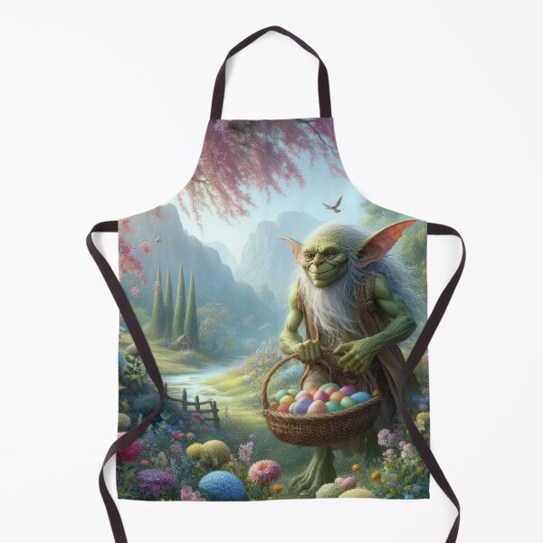 Artikelvorschau, Grüner Goblin mit Korb mit Ostereier Happy Fantasy Osterlandschaft entworfen und verkauft von Expressions-Sel.