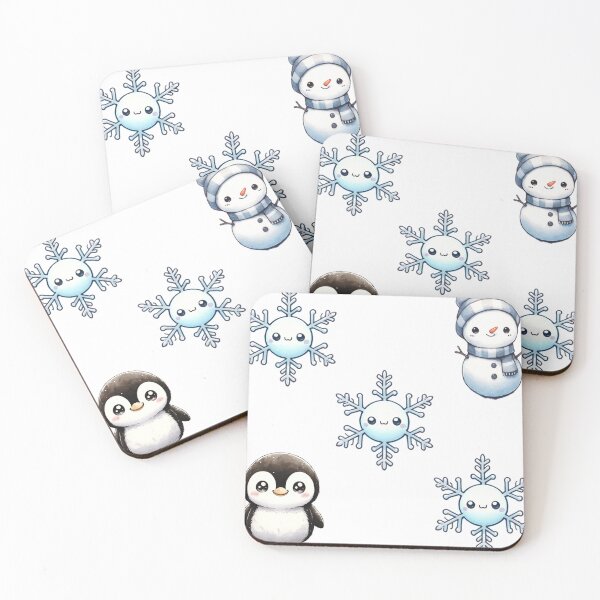 Item preview, Winter Friends: Penguin, Snowman, and Snowflakes Cute Pattern designed and sold by EWNDesigns.