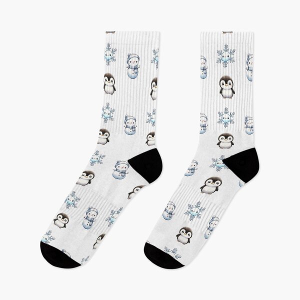 Item preview, Winter Friends: Penguin, Snowman, and Snowflakes Cute Pattern designed and sold by EWNDesigns.