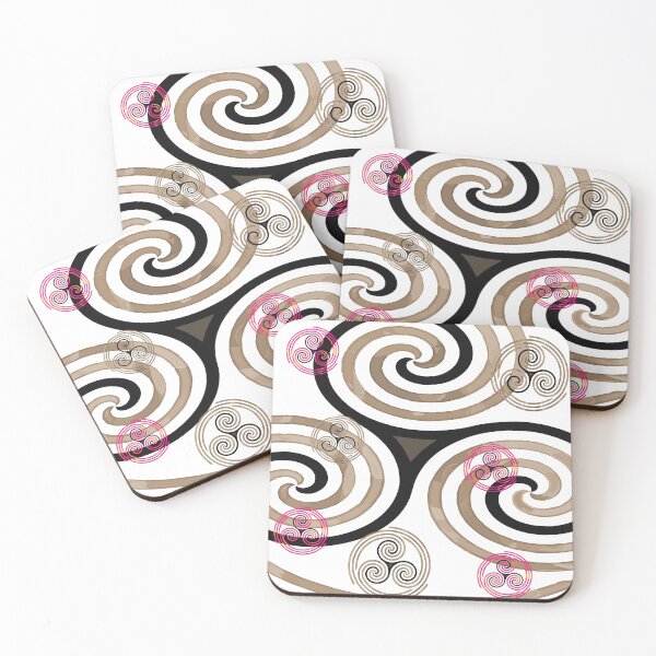Item preview, Modern Celtic Triple Spiral Pink Brown Pattern  designed and sold by GrimalkinStudio.