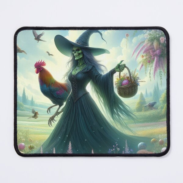 Item preview, ugly green witch with cock happy fantasy easter landscape designed and sold by Expressions-Sel.