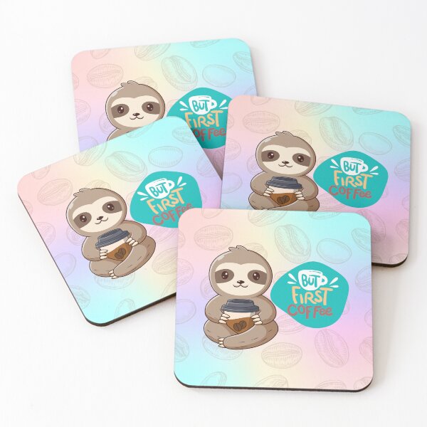 Item preview, Sloth having coffee designed and sold by Fantacaroo Designs.