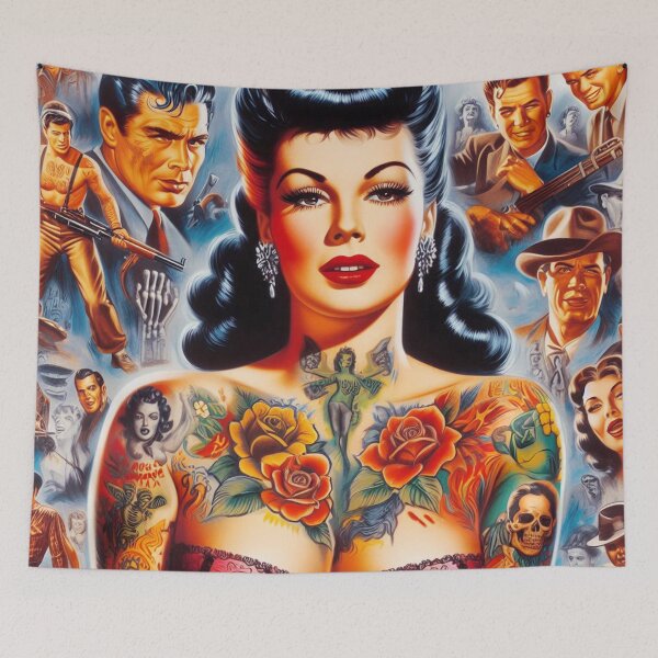 Item preview, Old School Tattooed Girl designed and sold by PulpVintage.
