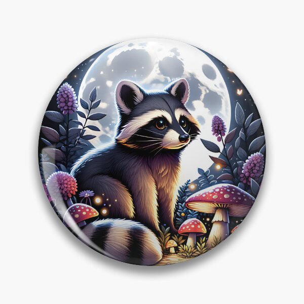 Item preview, Whimsical Fairycore Raccoon under Moonlight Vintage Flash Style designed and sold by dreamsagellc.