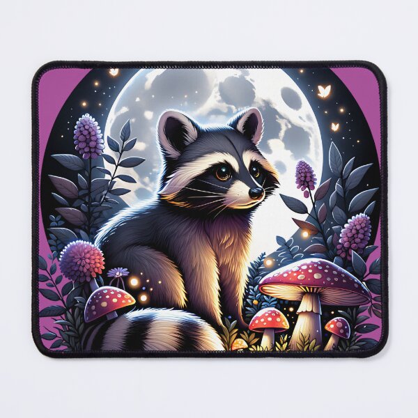 Item preview, Whimsical Fairycore Raccoon under Moonlight Vintage Flash Style designed and sold by dreamsagellc.